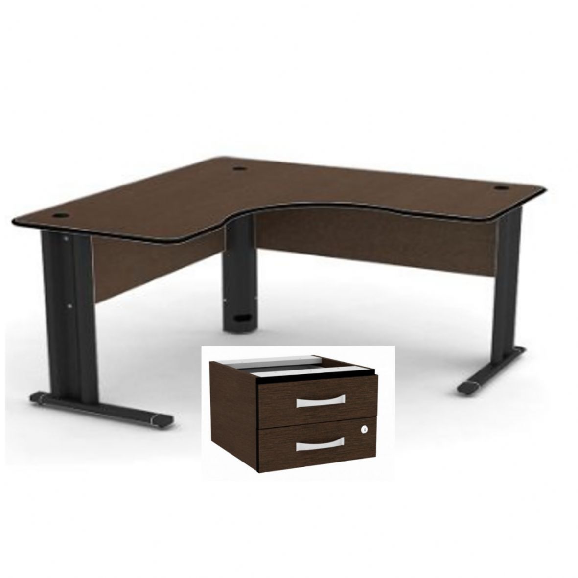 Mesa Delta Eco com 02 gavetas Medindo:1,50x1,50x0,61x0,74 (CxCxLxA)