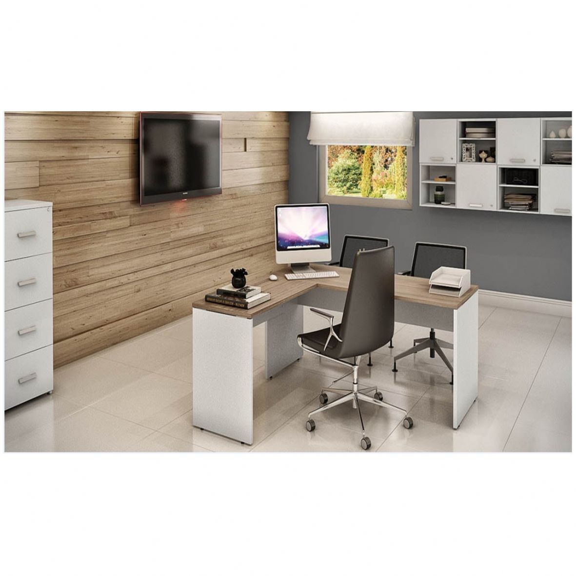 Mesa em L Impact -Medindo:1,60x1,60x0,75